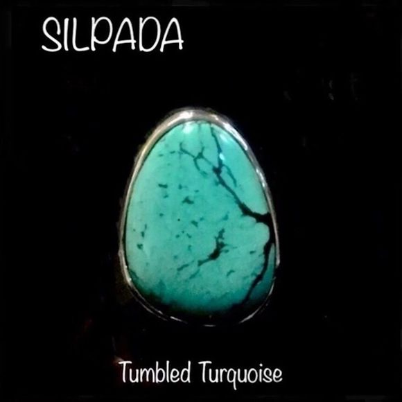 SILPADA Tumbled Turquoise Sterling Silver 925 Ring Sz 7 - Picture 1 of 8